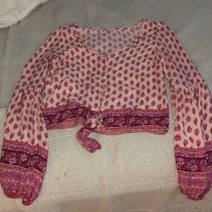 Long sleeve tiefront crop top